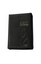 BIBLE SEGOND NEG COMPACTE - COUVERTURE SOUPLE, FIBROCUIR NOIR, AVEC ZIPPER, TRANCHE OR ET ONGLETS - SEGOND NEG 1979 - MAISON BIBLE