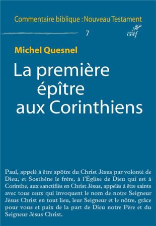 PREMIERE EPITRE AUX CORINTHIENS - QUESNEL MICHEL - CERF