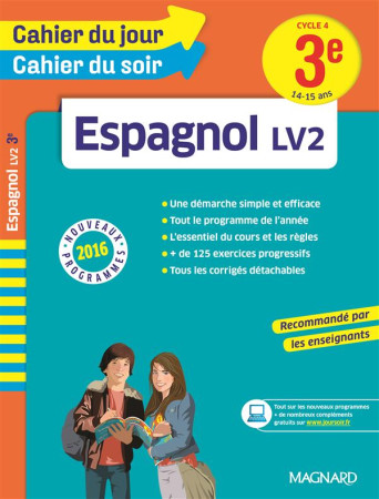 2016 CAHIER DU JOUR CAHIER DU SOIR ESPAGNOL 3E LV2 14 15 ANS - XXX - Magnard