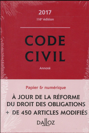 CODE CIVIL 2017 - 116E ED. - HENRY/ANCEL/VENANDET - Dalloz