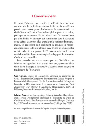 ECONOMIE A VENIR - Felwine Sarr - LIENS LIBERENT